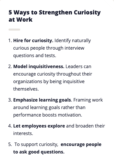 how to strengthen curiosity in the workplace